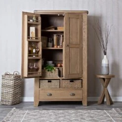 Wessex Smoked Oak Large Larder Unit -Furniture Sale Shop ho llu ls2