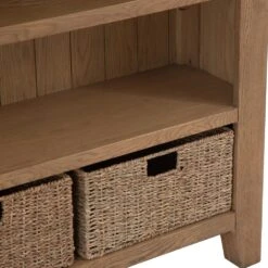 Wessex Smoked Oak Small Bookcase With Wicker Baskets 21 Wessex Smoked Oak Small Bookcase With Wicker Baskets -Furniture Sale Shop ho sbc 10
