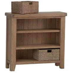 Wessex Smoked Oak Small Bookcase With Wicker Baskets 16 Wessex Smoked Oak Small Bookcase With Wicker Baskets -Furniture Sale Shop ho sbc 3