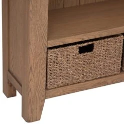 Wessex Smoked Oak Small Bookcase With Wicker Baskets 23 Wessex Smoked Oak Small Bookcase With Wicker Baskets -Furniture Sale Shop ho sbc 6