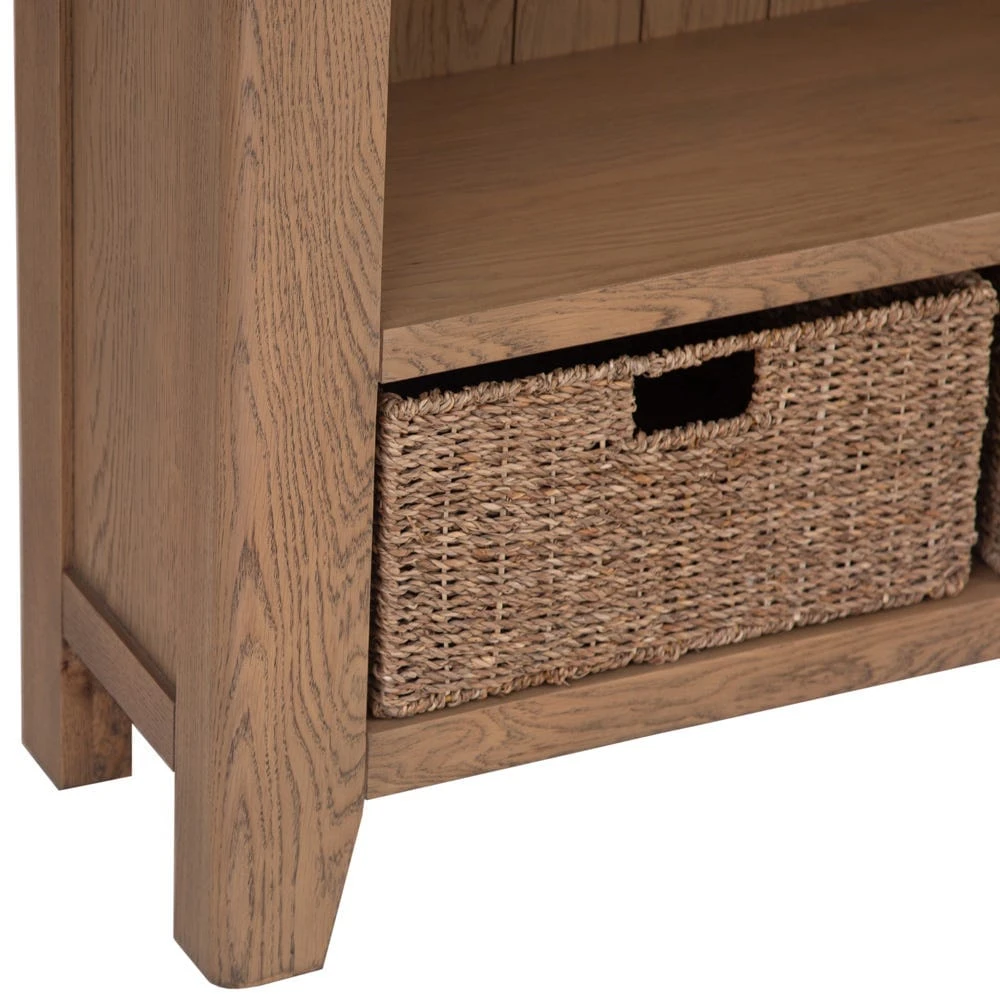 Wessex Smoked Oak Small Bookcase With Wicker Baskets 12 Wessex Smoked Oak Small Bookcase With Wicker Baskets - Image 10