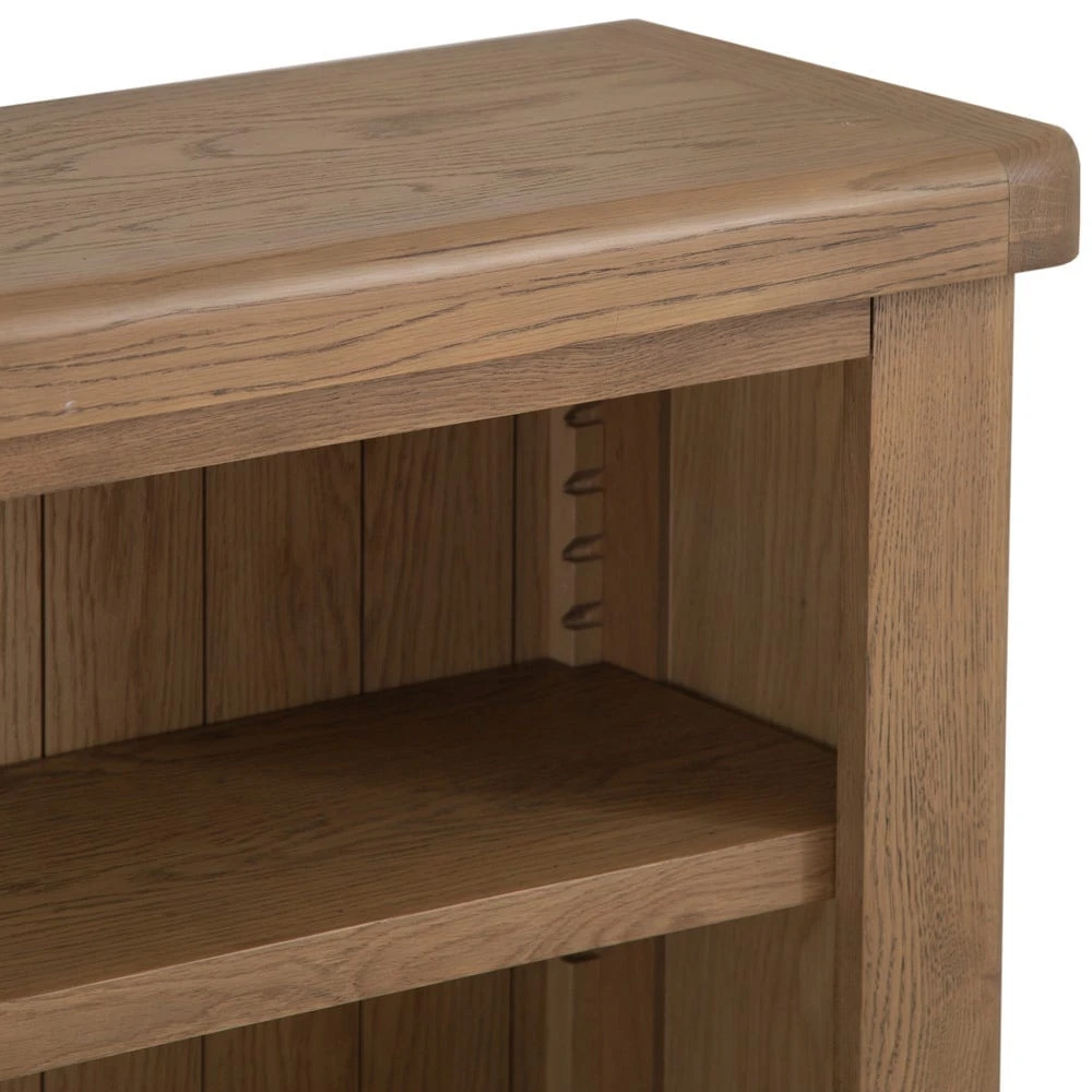 Wessex Smoked Oak Small Bookcase With Wicker Baskets 11 Wessex Smoked Oak Small Bookcase With Wicker Baskets - Image 9