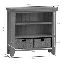 Wessex Smoked Oak Small Bookcase With Wicker Baskets 25 Wessex Smoked Oak Small Bookcase With Wicker Baskets -Furniture Sale Shop ho sbc1