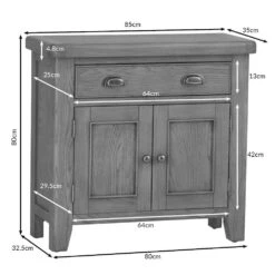 Wessex Smoked Oak Mini 1 Drawer 2 Door Sideboard -Furniture Sale Shop ho sms1