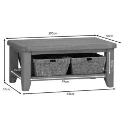 Wessex Smoked Oak Coffee Table With Wicker Baskets -Furniture Sale Shop hoct
