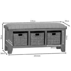 Wessex Smoked Oak Hall Bench With Wicker Baskets 27 Wessex Smoked Oak Hall Bench With Wicker Baskets -Furniture Sale Shop hohb