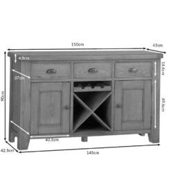 Wessex Smoked Oak Large Sideboard Wine Rack -Furniture Sale Shop hols