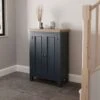 Wessex Smoked Oak Blue Painted Shoe Cupboard 2 Wessex Smoked Oak Blue Painted Shoe Cupboard -Furniture Sale Shop hop shc b 01