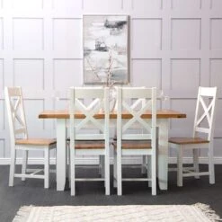 Hampshire White Painted Oak Small Extending Dining Table