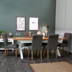 Hampshire White Painted Oak 1.8m Cross Leg Extending Dining Table