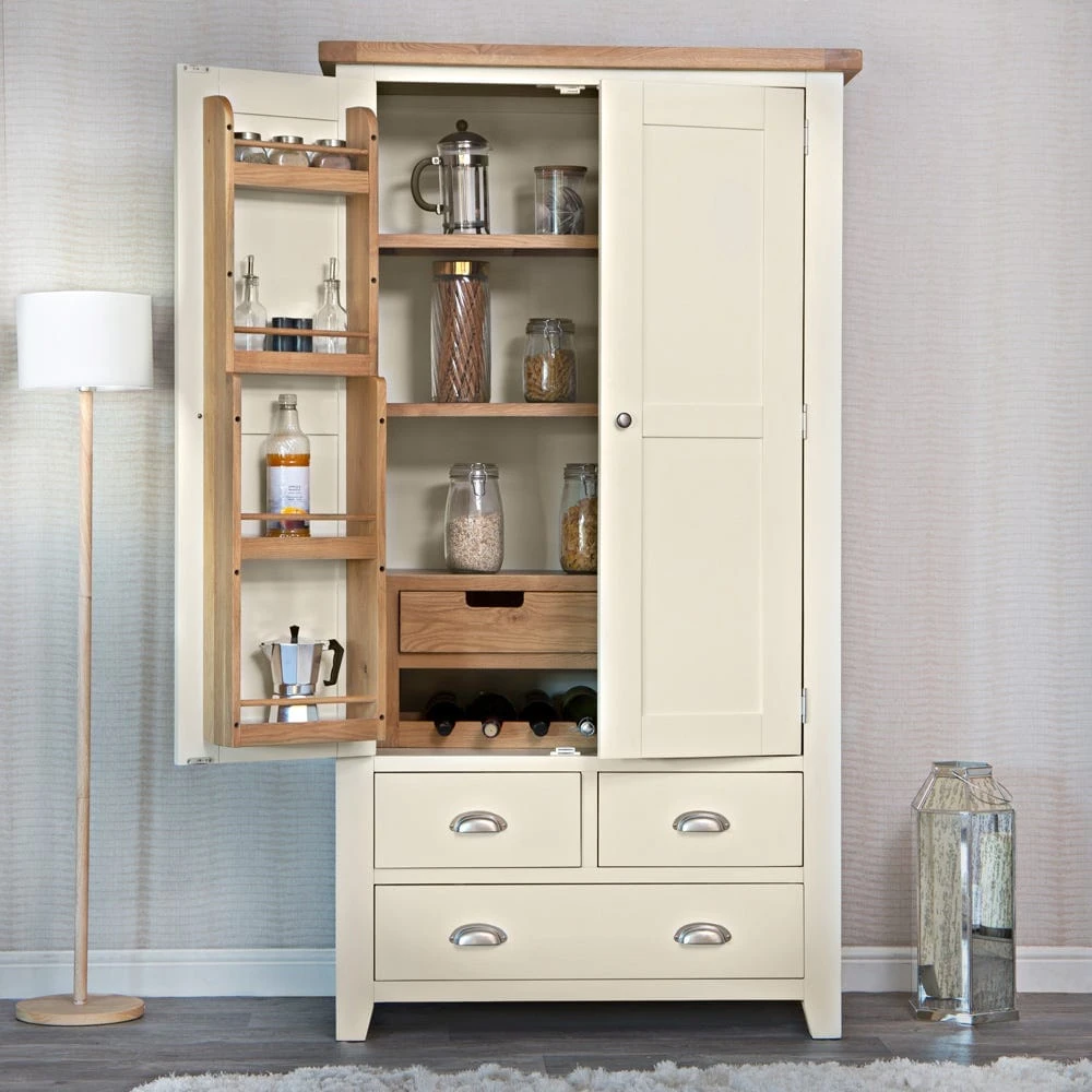 Hampshire Ivory Painted Oak Large Larder Unit 4 Hampshire Ivory Painted Oak Large Larder Unit - Image 2