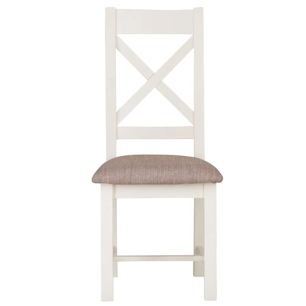 Hampshire Ivory Painted Oak Cross Back Dining Chair Fabric Seat 12 Hampshire Ivory Painted Oak Cross Back Dining Chair Fabric Seat - Image 10