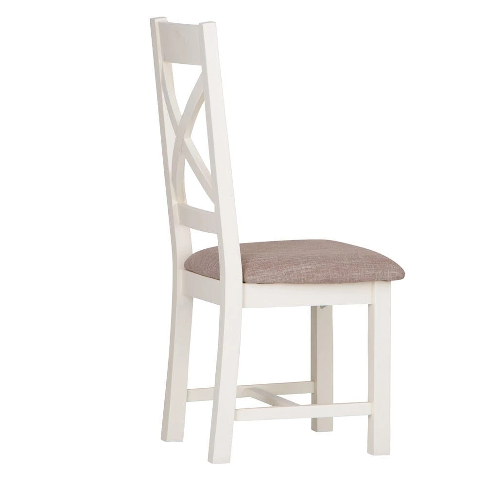 Hampshire Ivory Painted Oak Cross Back Dining Chair Fabric Seat 9 Hampshire Ivory Painted Oak Cross Back Dining Chair Fabric Seat - Image 7