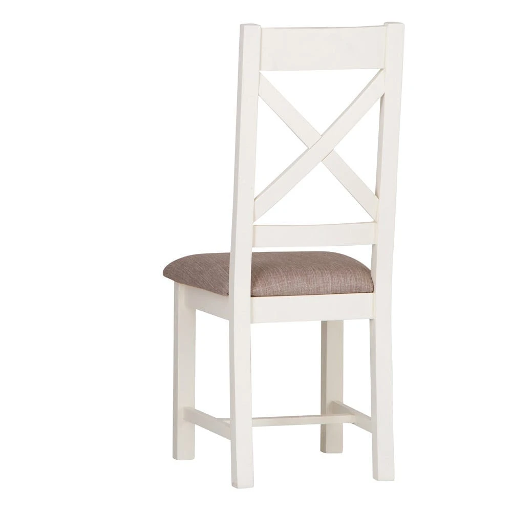Hampshire Ivory Painted Oak Cross Back Dining Chair Fabric Seat 5 Hampshire Ivory Painted Oak Cross Back Dining Chair Fabric Seat - Image 3