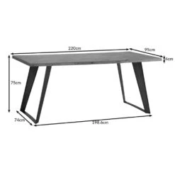 Industrial Oak 2.2m Fixed Top Dining Table -Furniture Sale Shop ib 22t dims