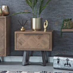 Industrial Oak Large Lamp Table