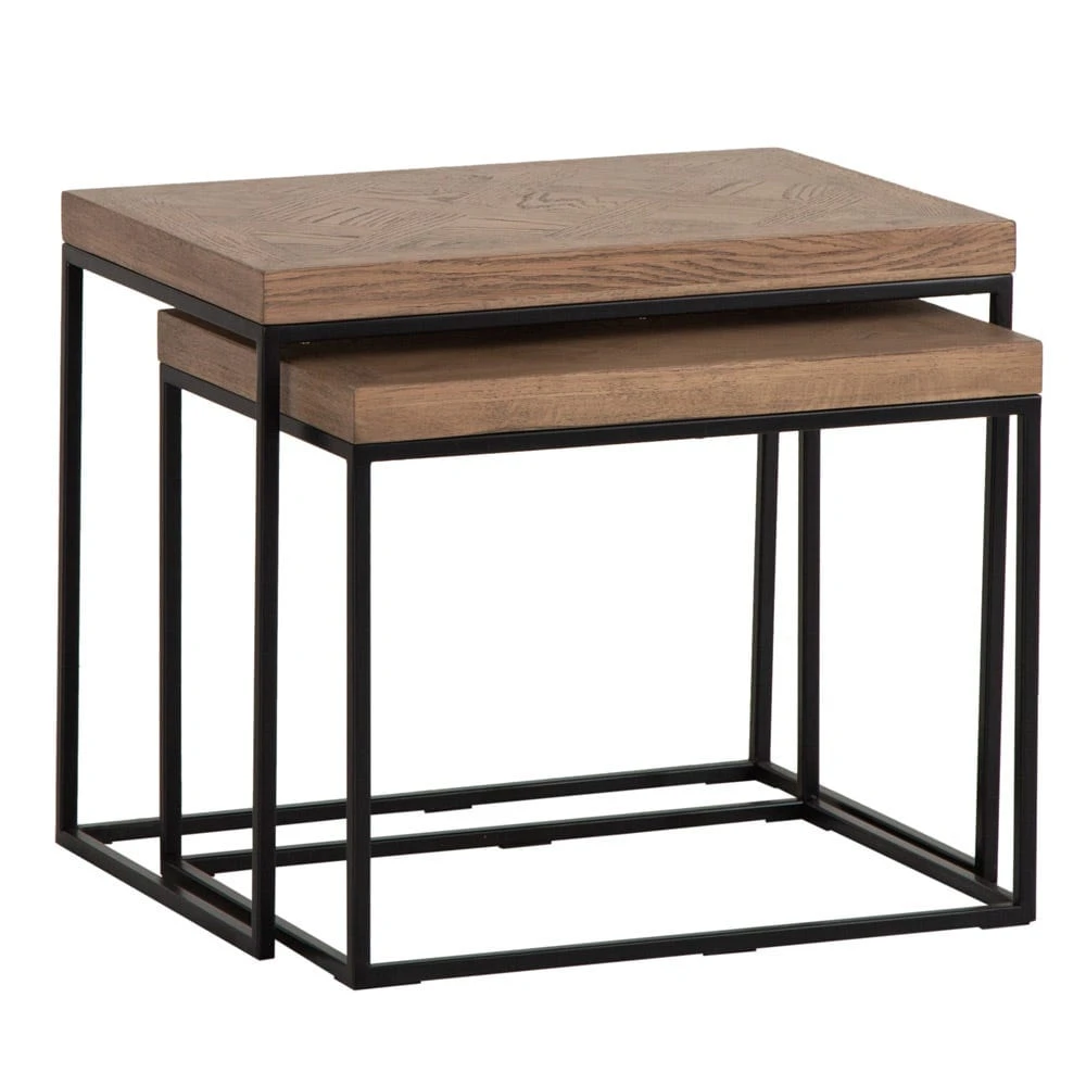 Industrial Oak Nest Of Tables 4 Industrial Oak Nest Of Tables - Image 2