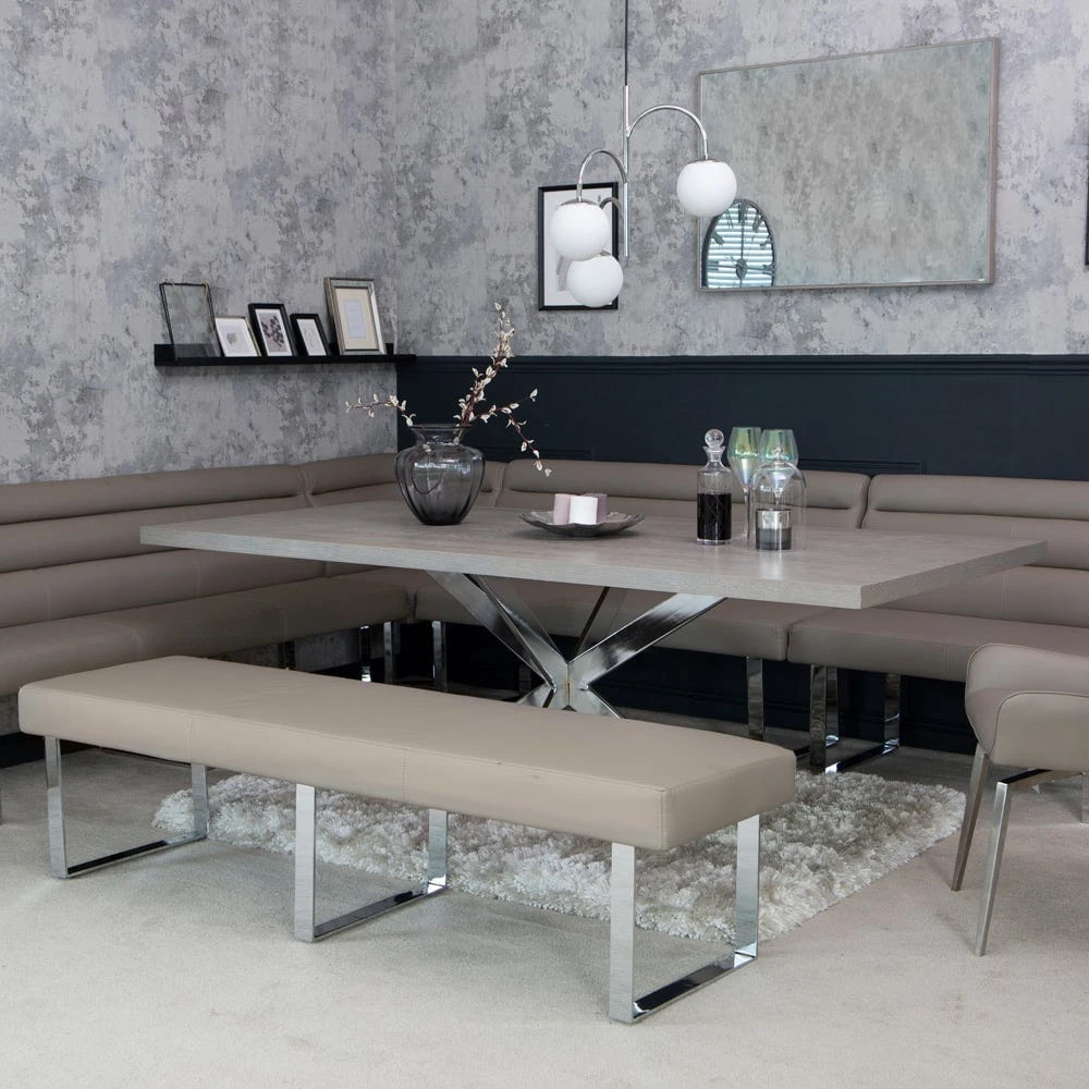 Milan Chrome & Oak 2.2m Dining Table 3 Milan Chrome & Oak 2.2m Dining Table