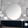 Milan Chrome & Oak Round Wall Mirror 100 X 100cm 2 Milan Chrome & Oak Round Wall Mirror 100 X 100cm -Furniture Sale Shop id rm 01