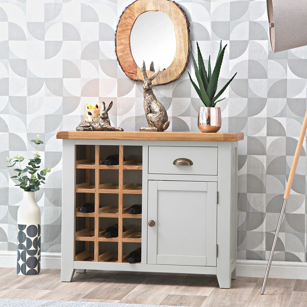Hampshire Grey Painted Oak Small Sideboard Wine Rack 3 Hampshire Grey Painted Oak Small Sideboard Wine Rack