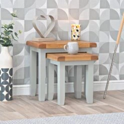 Hampshire Grey Painted Oak Nest Of 2 Tables