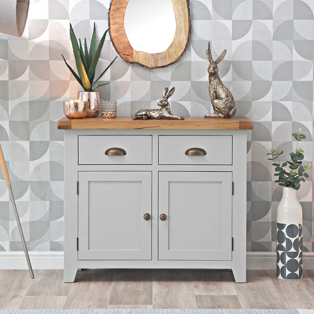 Hampshire Grey Painted Oak 2 Door Small Sideboard 3 Hampshire Grey Painted Oak 2 Door Small Sideboard