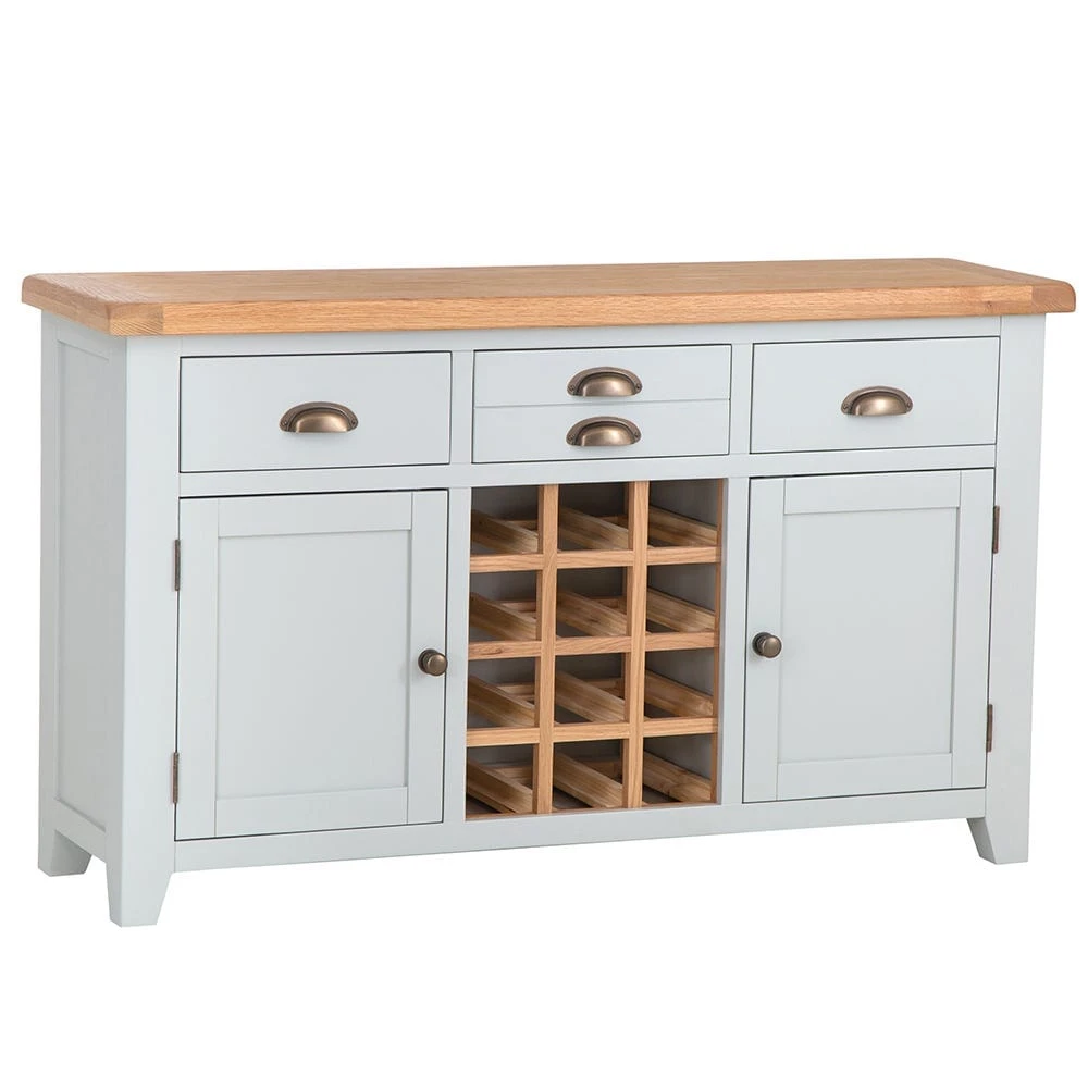 Hampshire Grey Painted Oak Large Sideboard Wine Rack 4 Hampshire Grey Painted Oak Large Sideboard Wine Rack - Image 2