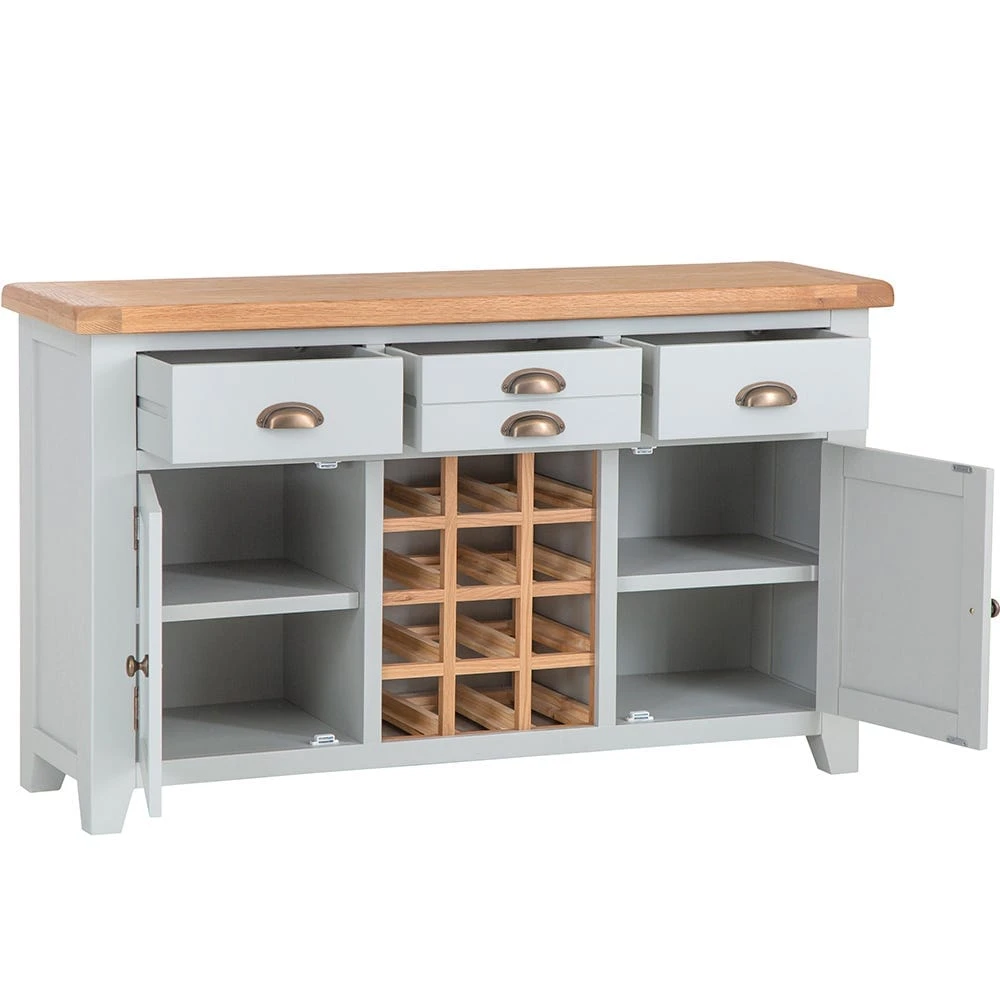 Hampshire Grey Painted Oak Large Sideboard Wine Rack 5 Hampshire Grey Painted Oak Large Sideboard Wine Rack - Image 3