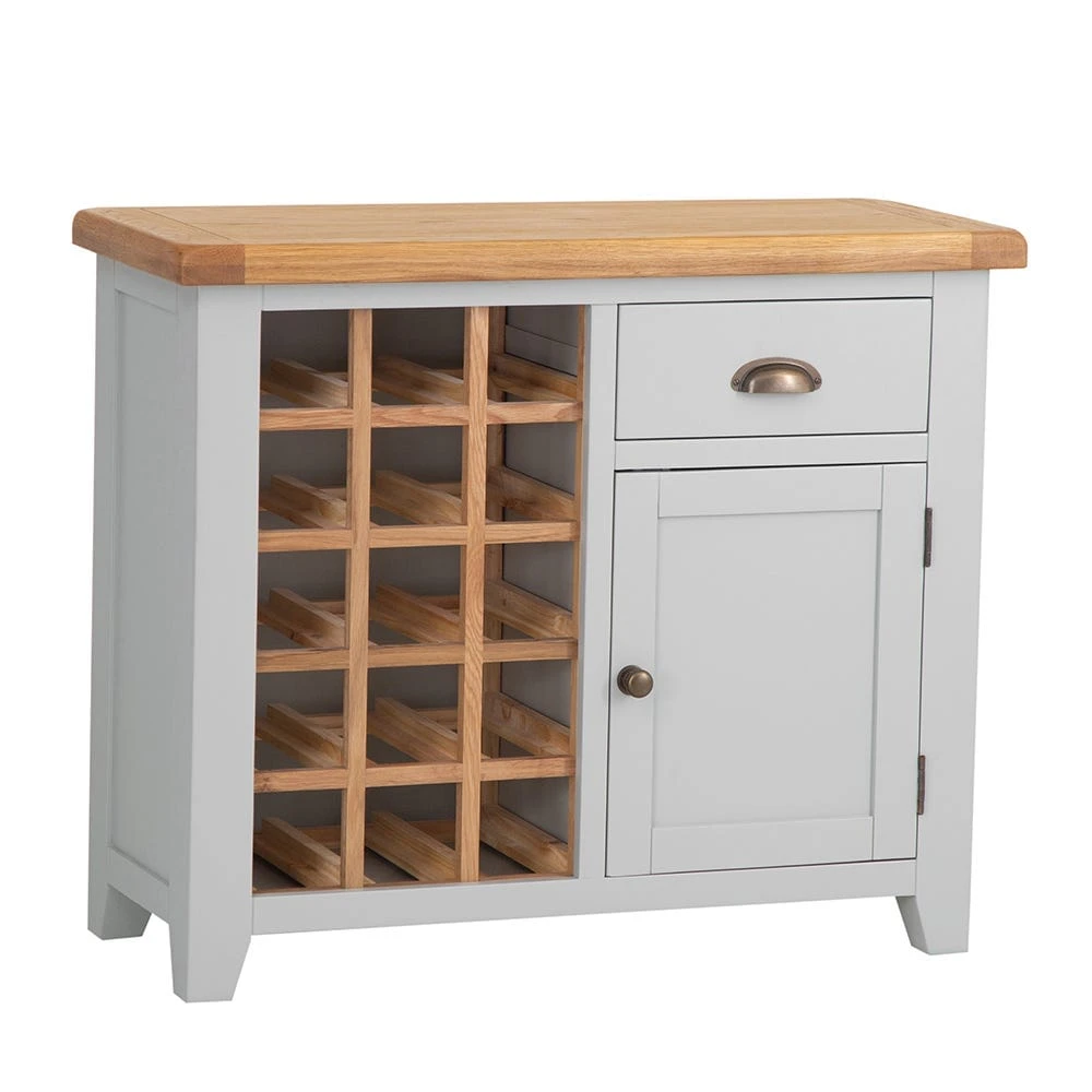 Hampshire Grey Painted Oak Small Sideboard Wine Rack 4 Hampshire Grey Painted Oak Small Sideboard Wine Rack - Image 2