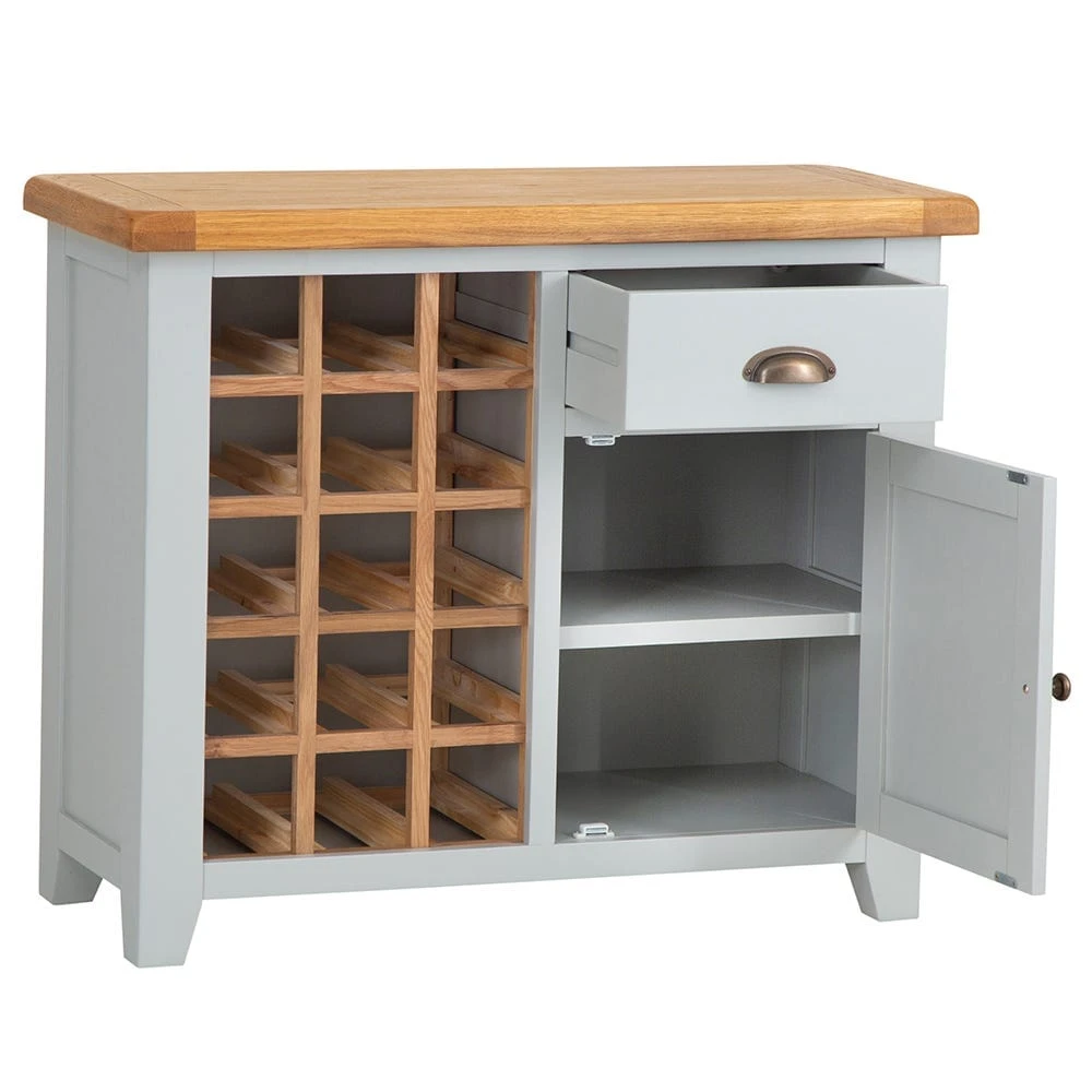 Hampshire Grey Painted Oak Small Sideboard Wine Rack 5 Hampshire Grey Painted Oak Small Sideboard Wine Rack - Image 3