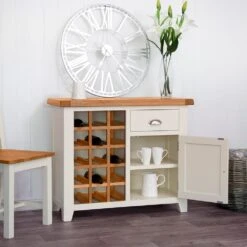 Hampshire Ivory Painted Oak Small Sideboard Wine Rack