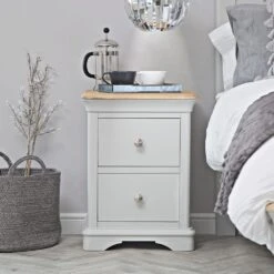 Ashbourne Grey Painted 2 Drawer Large Bedside Table