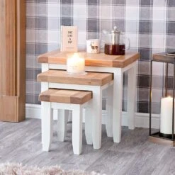 Hampshire White Painted Oak Nest Of 3 Tables