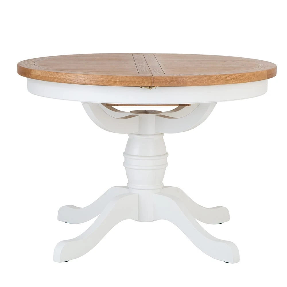 Hampshire White Painted Oak Round Pedestal Extending Dining Table 9 Hampshire White Painted Oak Round Pedestal Extending Dining Table - Image 7
