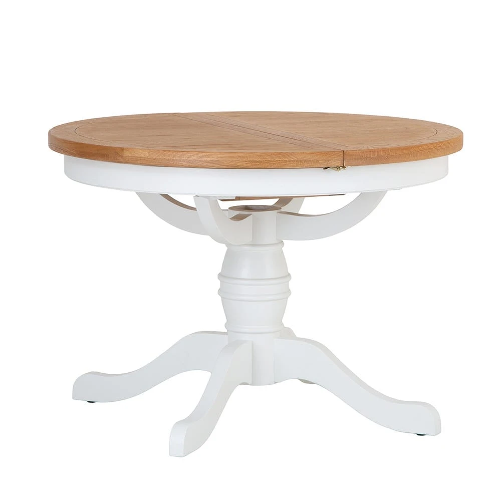 Hampshire White Painted Oak Round Pedestal Extending Dining Table 14 Hampshire White Painted Oak Round Pedestal Extending Dining Table - Image 12