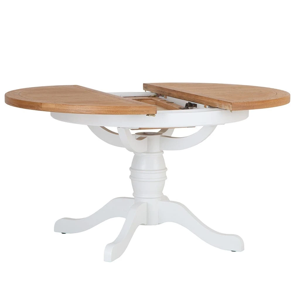 Hampshire White Painted Oak Round Pedestal Extending Dining Table 4 Hampshire White Painted Oak Round Pedestal Extending Dining Table - Image 2