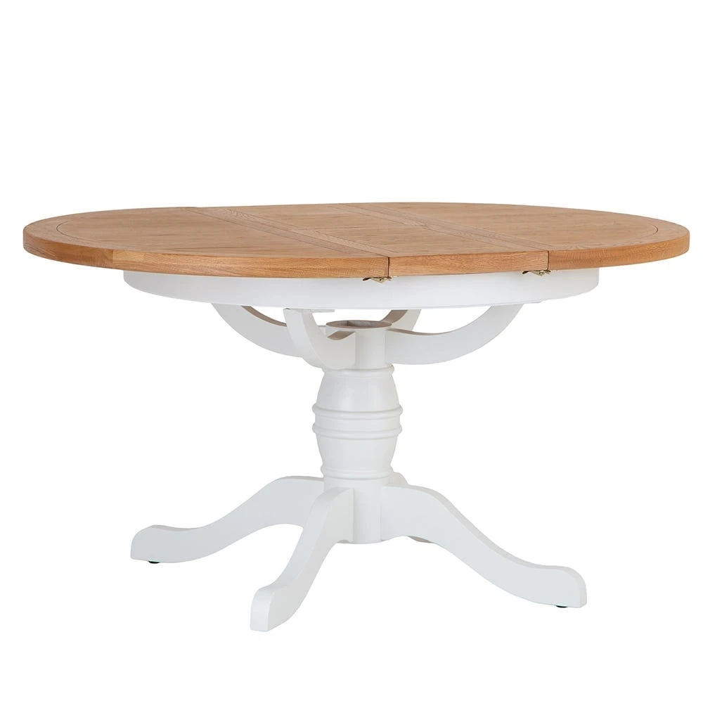 Hampshire White Painted Oak Round Pedestal Extending Dining Table 13 Hampshire White Painted Oak Round Pedestal Extending Dining Table - Image 11