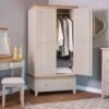 Chester Stone Painted Oak 2 Door Wardrobe With Drawer -Furniture Sale Shop img 3484