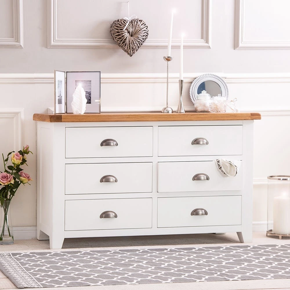 Hampshire White Painted Oak Chest Of 6 Drawers 3 Hampshire White Painted Oak Chest Of 6 Drawers
