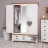Hampshire White Painted Oak 3 Door Wardrobe With Mirror -Furniture Sale Shop img 3729