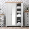 Hampshire Grey Painted Oak Triple Wardrobe With Mirror -Furniture Sale Shop img 513834