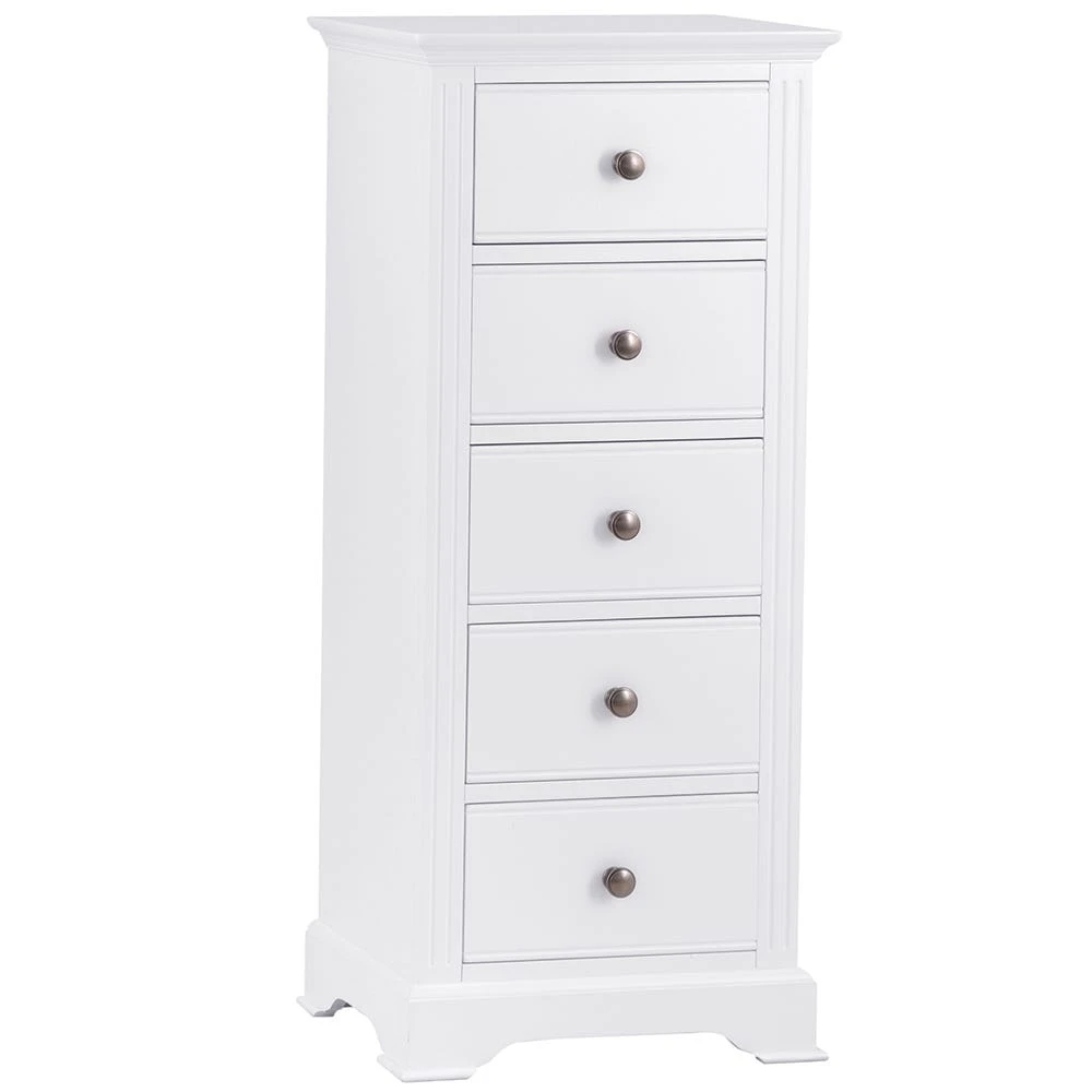 Banbury White Painted 5 Drawer Tallboy 4 Banbury White Painted 5 Drawer Tallboy - Image 2