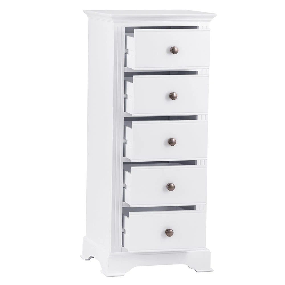 Banbury White Painted 5 Drawer Tallboy 5 Banbury White Painted 5 Drawer Tallboy - Image 3