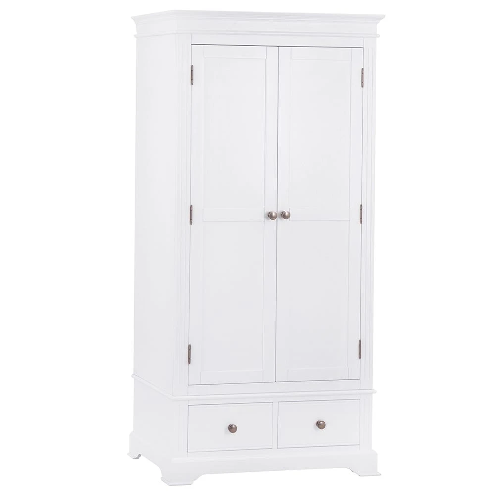 Banbury White Painted 2 Door Wardrobe With Drawers 4 Banbury White Painted 2 Door Wardrobe With Drawers - Image 2