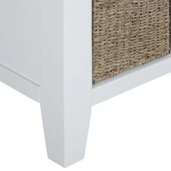 Suffolk White Painted Oak Large Hall Bench With Wicker Baskets -Furniture Sale Shop img 7160