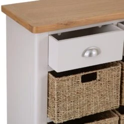 Rutland Painted Oak 3 Drawer 6 Wicker Basket Cabinet -Furniture Sale Shop img 7185123 12