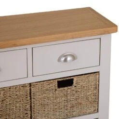Rutland Painted Oak 3 Drawer 6 Wicker Basket Cabinet -Furniture Sale Shop img 7185123 5