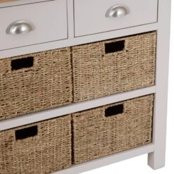 Rutland Painted Oak 3 Drawer 6 Wicker Basket Cabinet -Furniture Sale Shop img 7185123 6