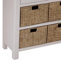 Rutland Painted Oak 3 Drawer 6 Wicker Basket Cabinet -Furniture Sale Shop img 7185123 7