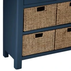 Rutland Blue Painted Oak 3 Drawer 6 Wicker Basket Cabinet -Furniture Sale Shop img 7191